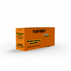 Box of TUFFNUT Mango Chutney Munchies on a white background
