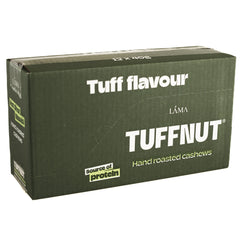 Box of Tuffnut Wasabi hand-roasted cashews on a white background